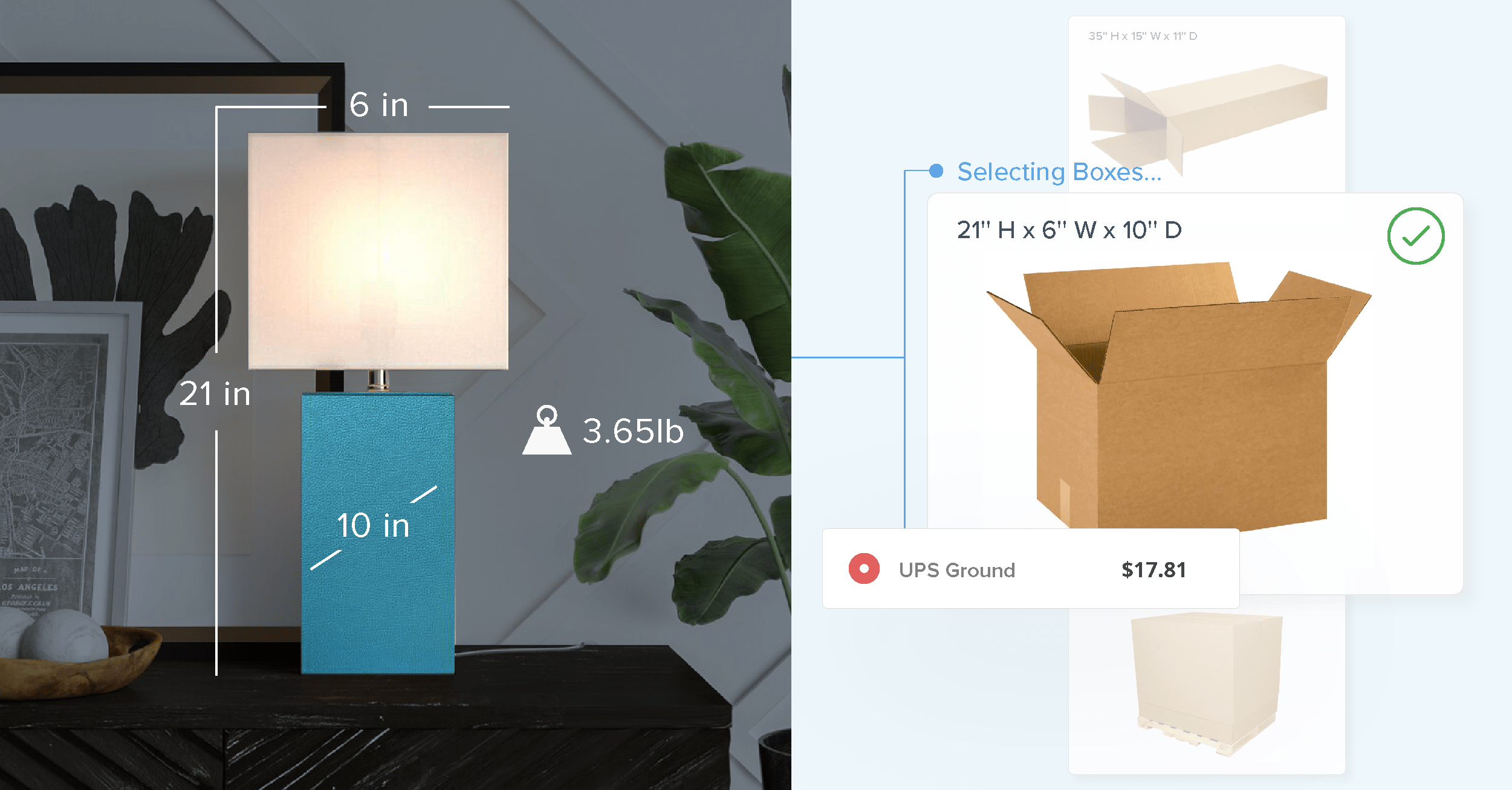 Cost effective packing example using ShipperHQ's best fit algorithm