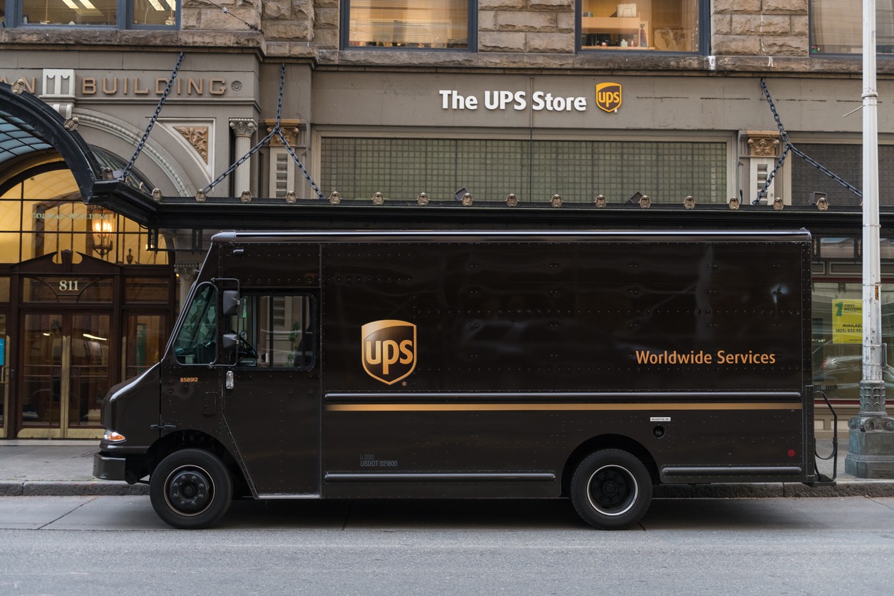 Is UPS Taking the Reins Back on eCommerce Technology? UPS Truck at the UPS Store on 1st ave in Downtown Seattle late in the day.