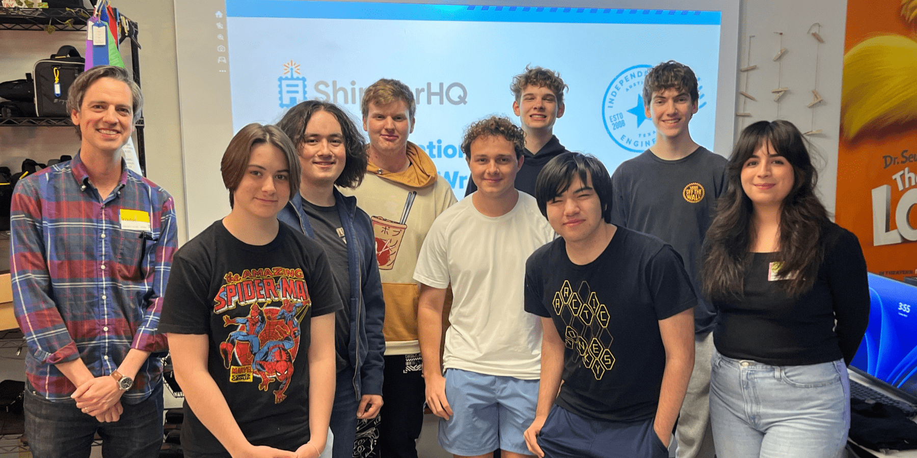 Young Creators. Big Visions: Lake Travis High School Students Bring ShipperHQ Ideas to Life through Animation Group photo of Lake Travis High School animation students and Designers from ShipperHQ